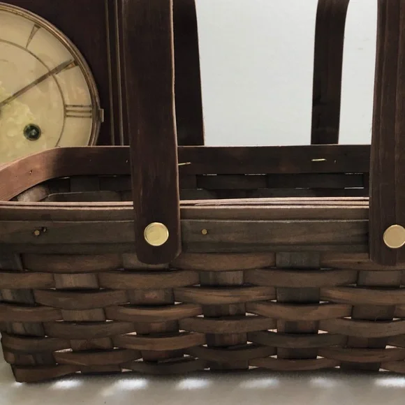 Vintage Wooden Woven Basket With Folding Handles - Picture 5 of 10
